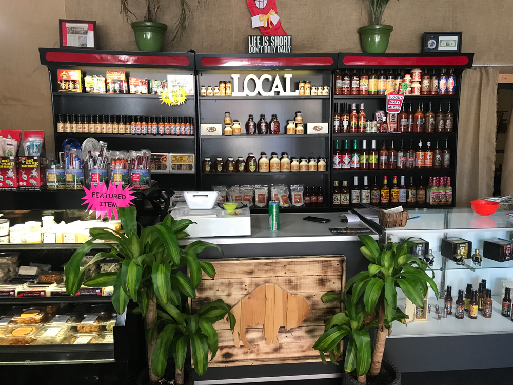 Local products stand at Dilly Dallies Store